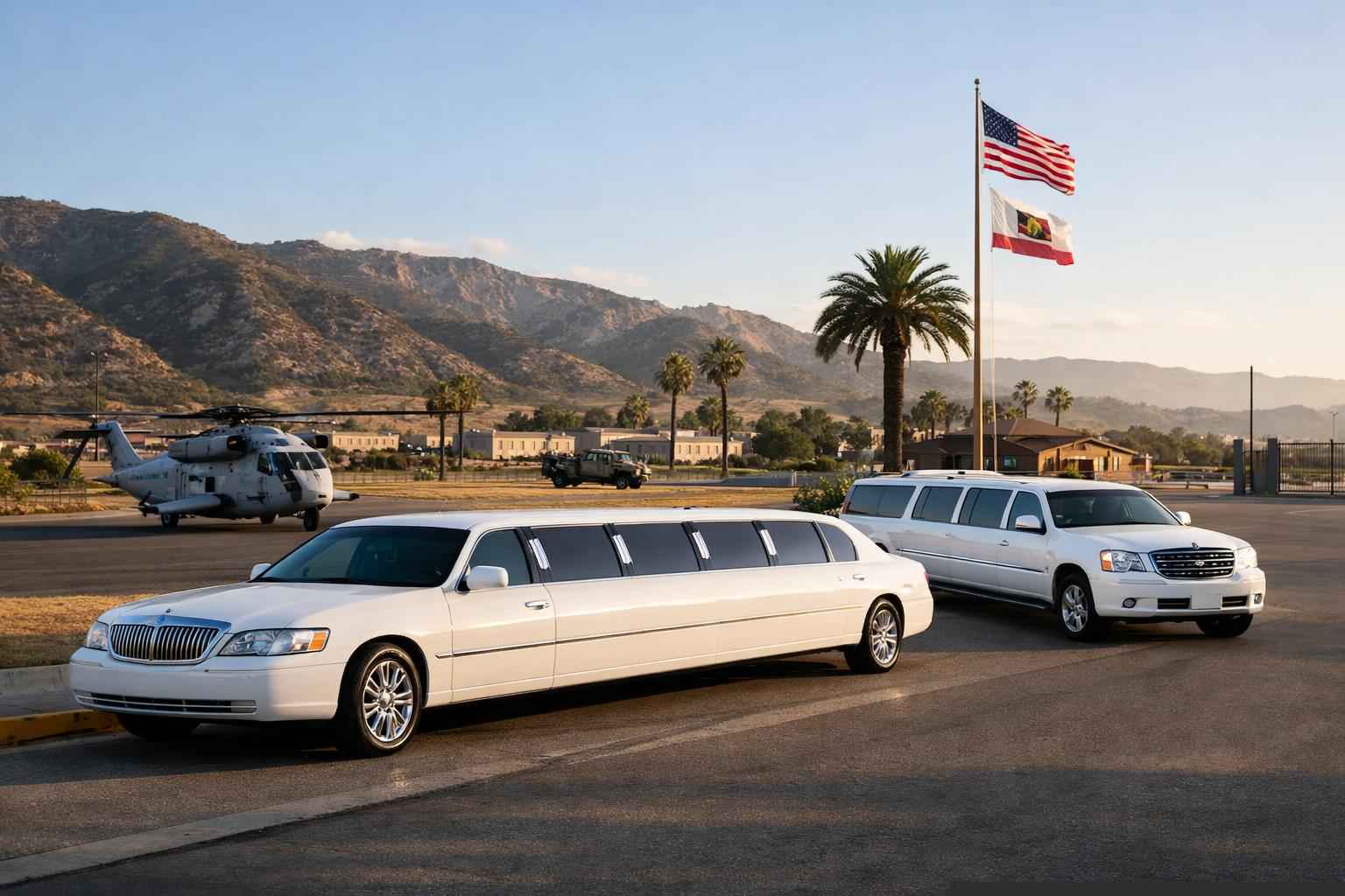 White Limousines In Camp Pendleton South California