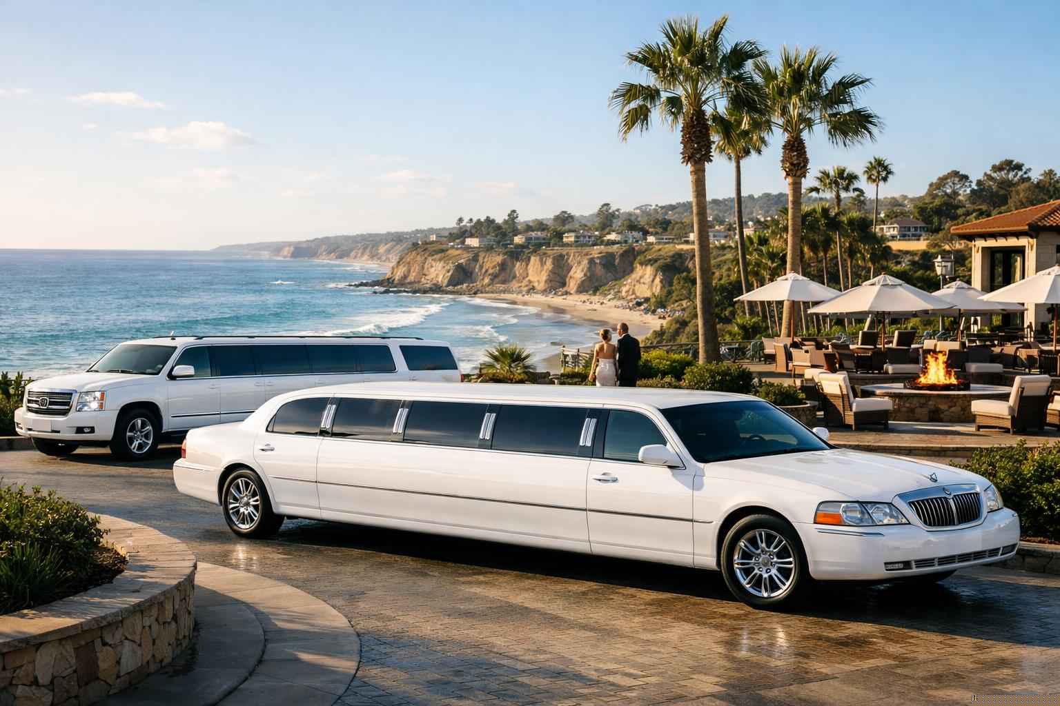 White Limousines In Del Mar California