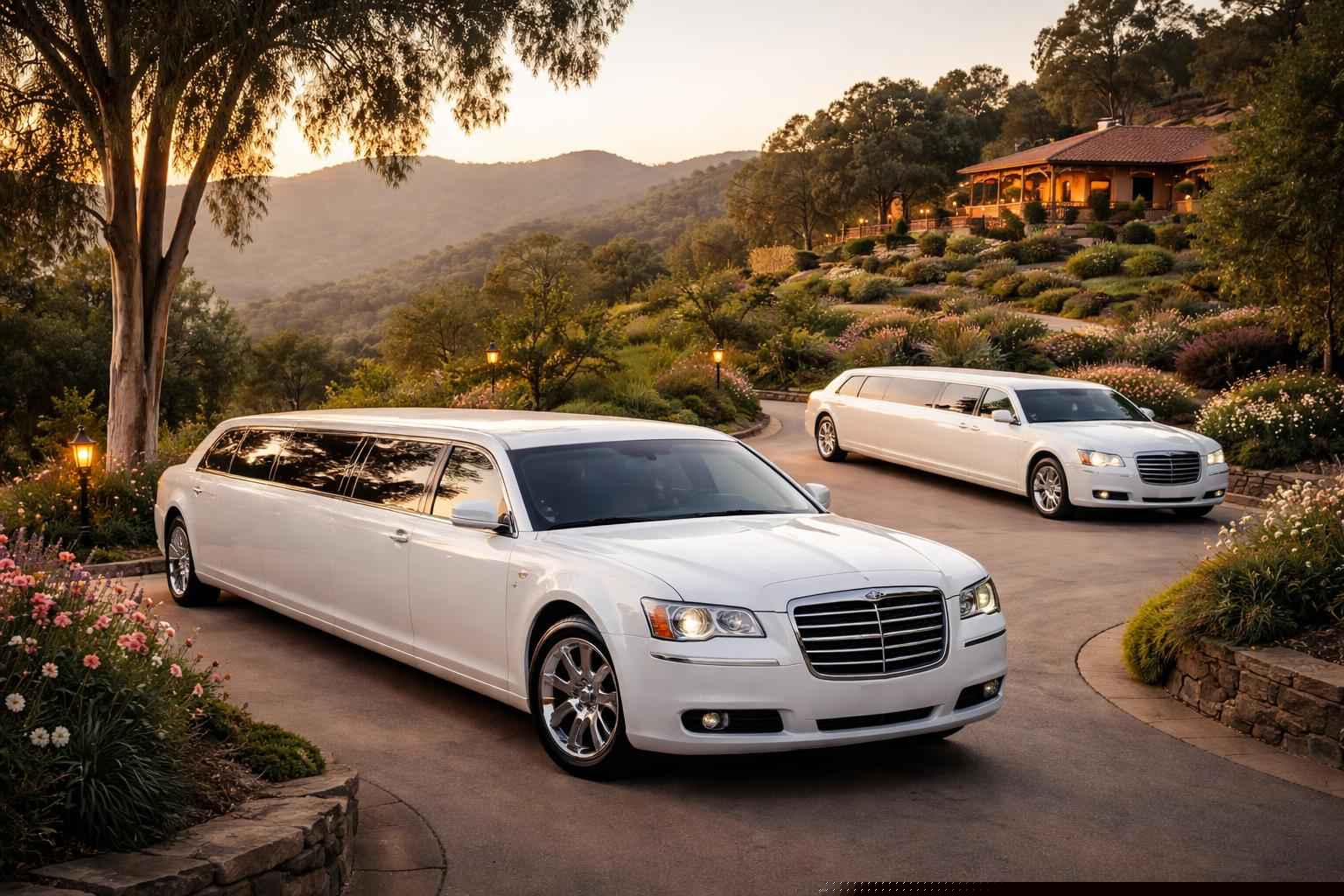 White Limousines In Hidden Meadows Ca