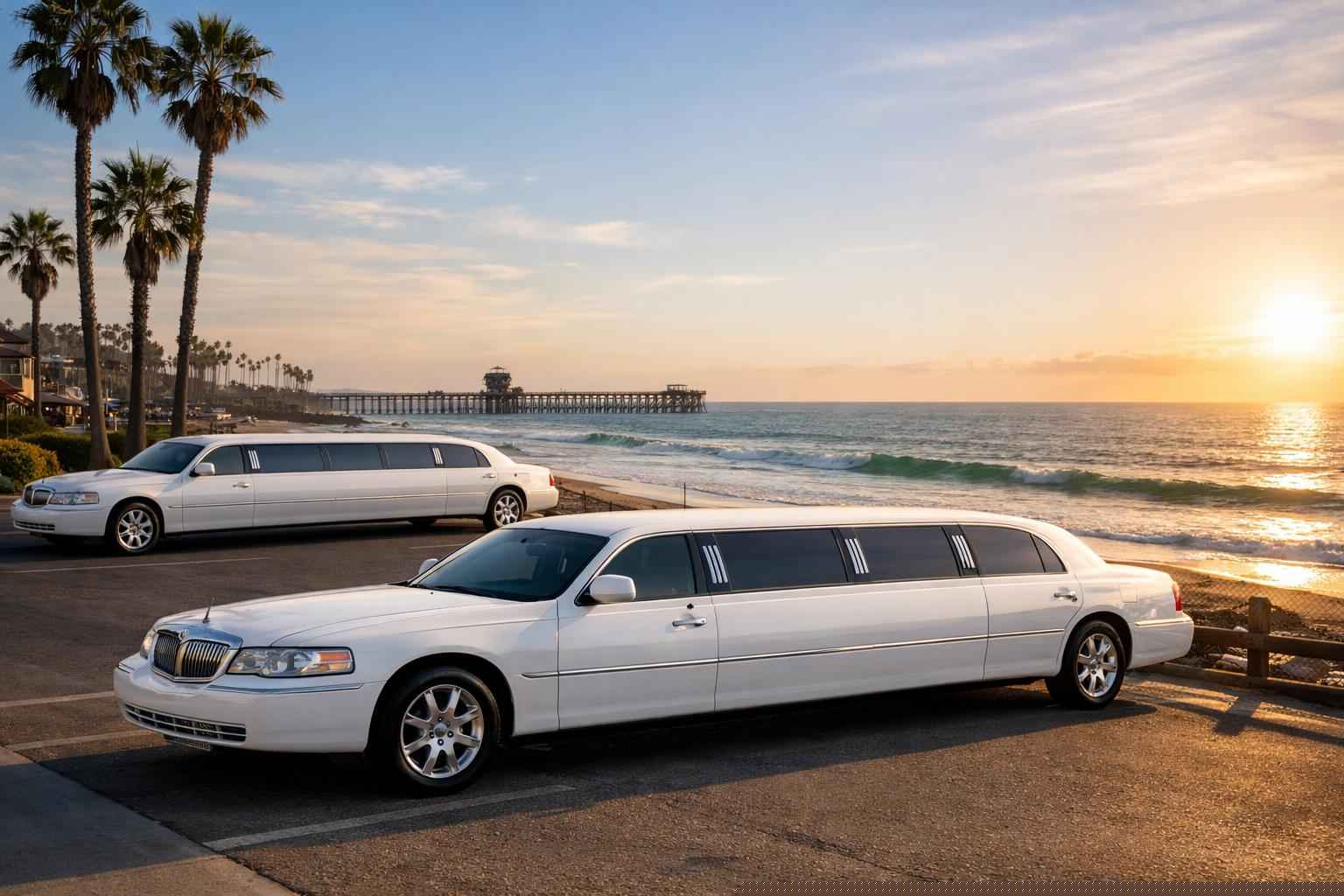 White Limousines In Oceanside California