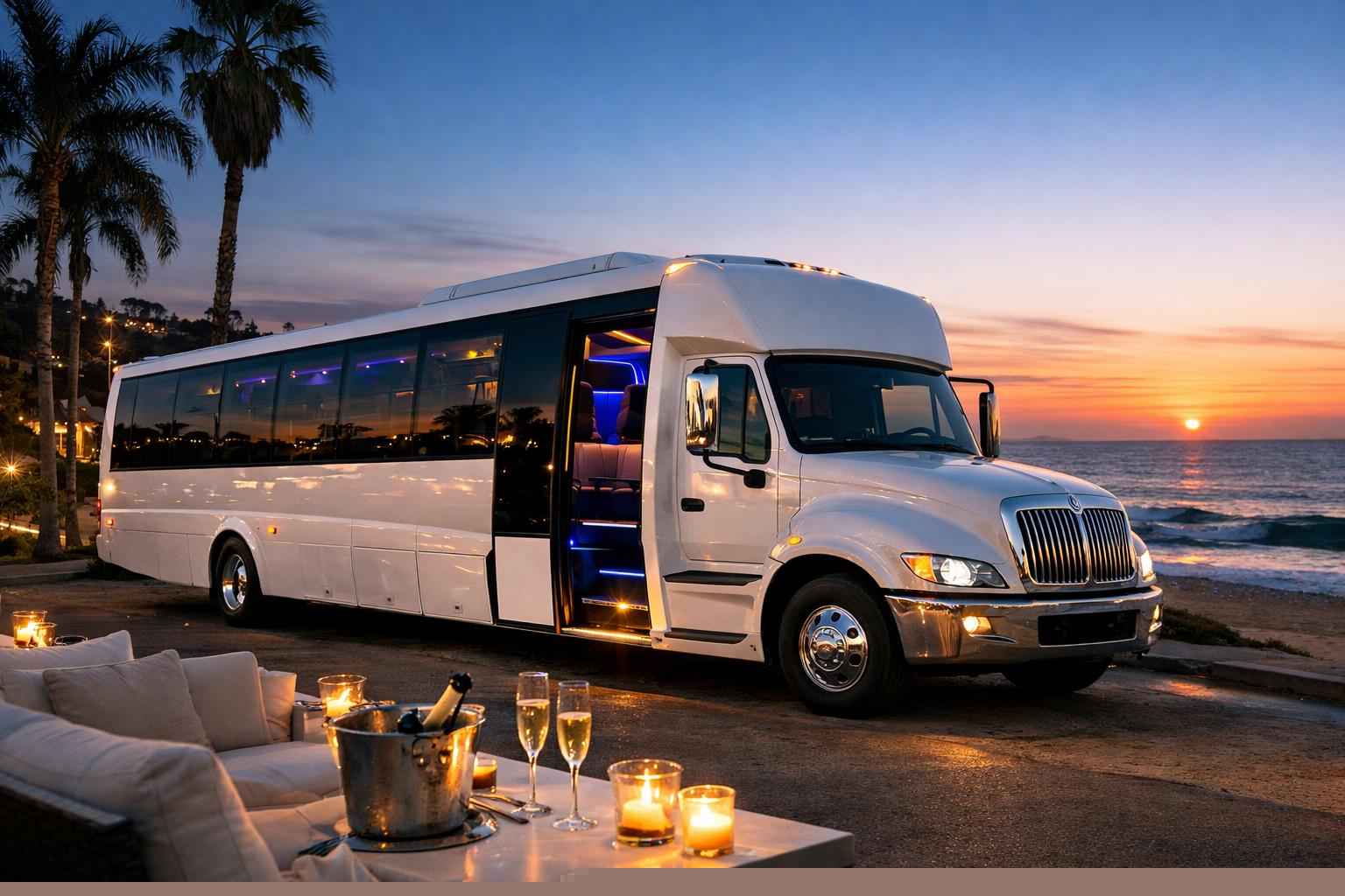 White Party Bus Rental Encinitas Ca