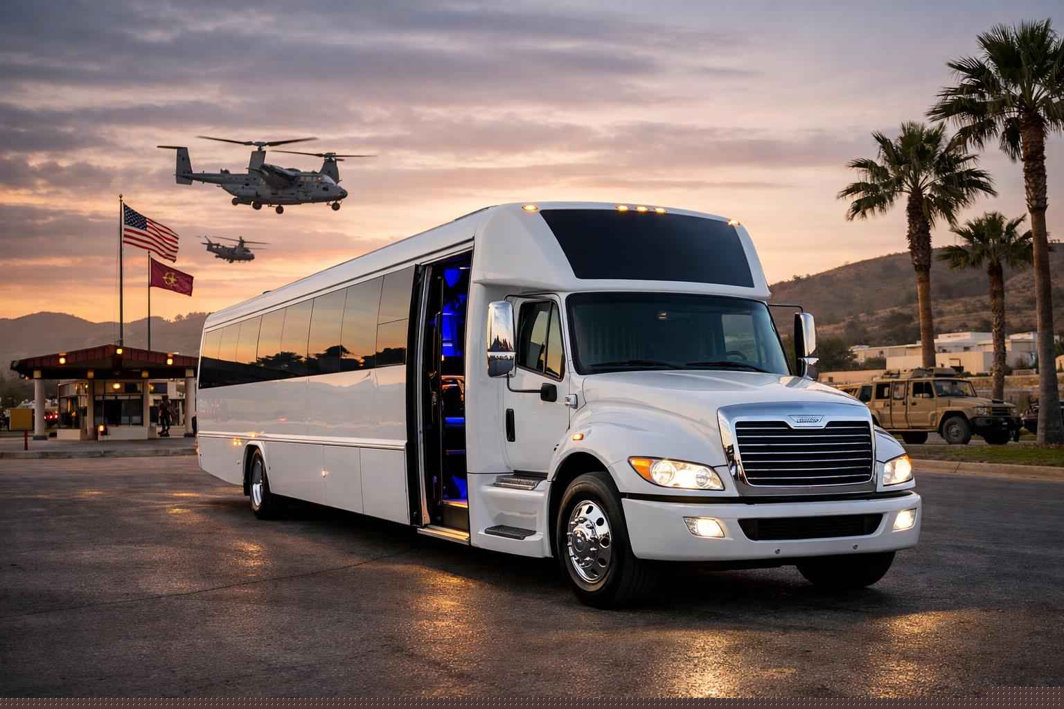White Party Bus Rental Near Me Camp Pendleton Mainside Ca