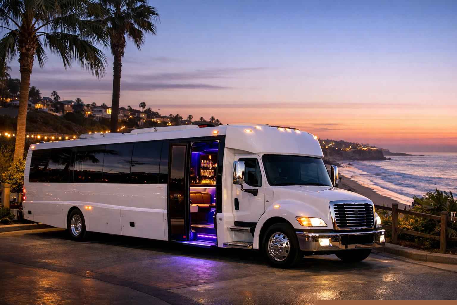 White Party Bus Rental Near Me Carlsbad Ca