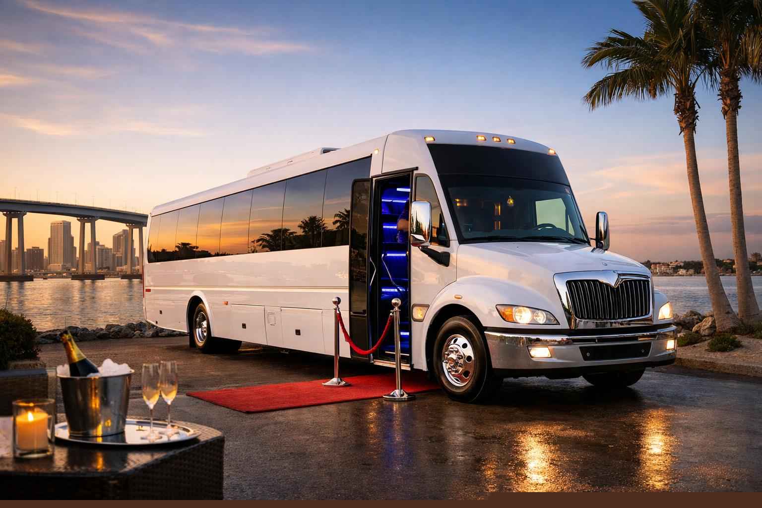 White Party Bus Rental Near Me Coronado Ca