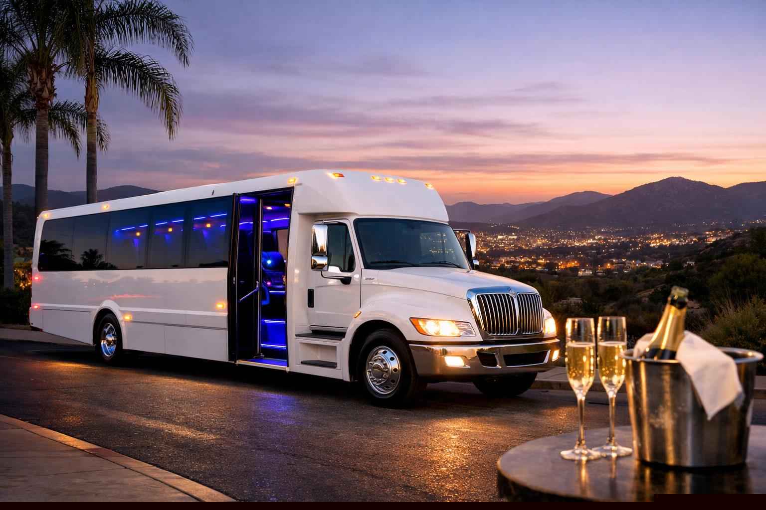 White Party Bus Rental Near Me Escondido Ca