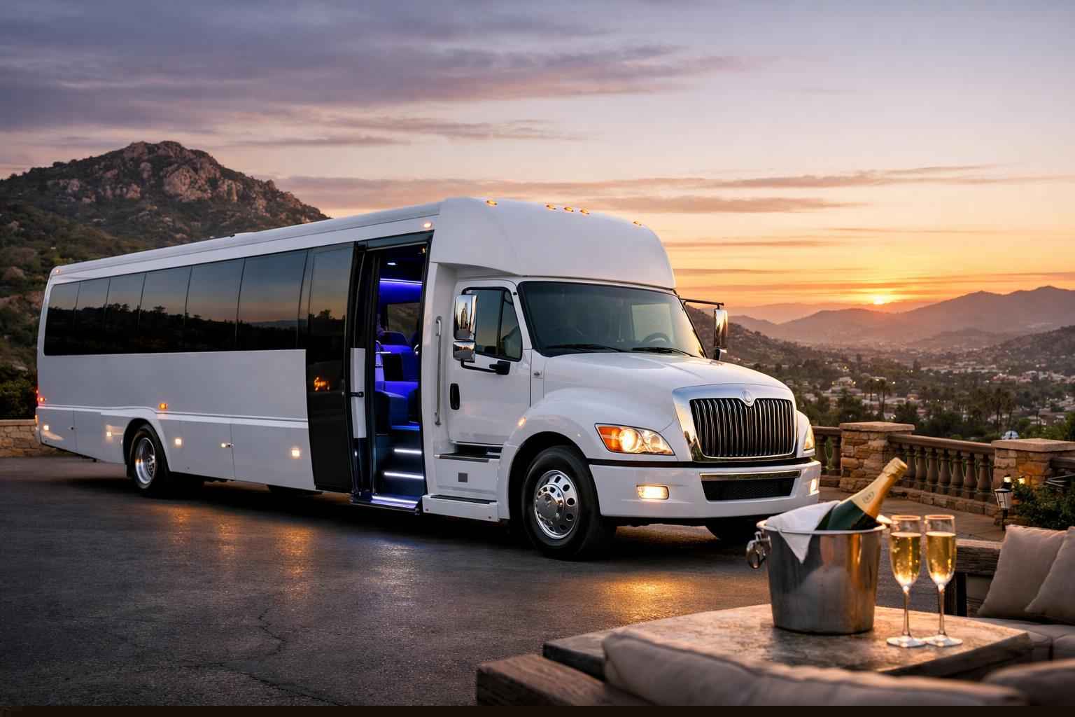 White Party Bus Rental In Granite Hills California White Party Bus Rental Near Me Granite Hills Ca