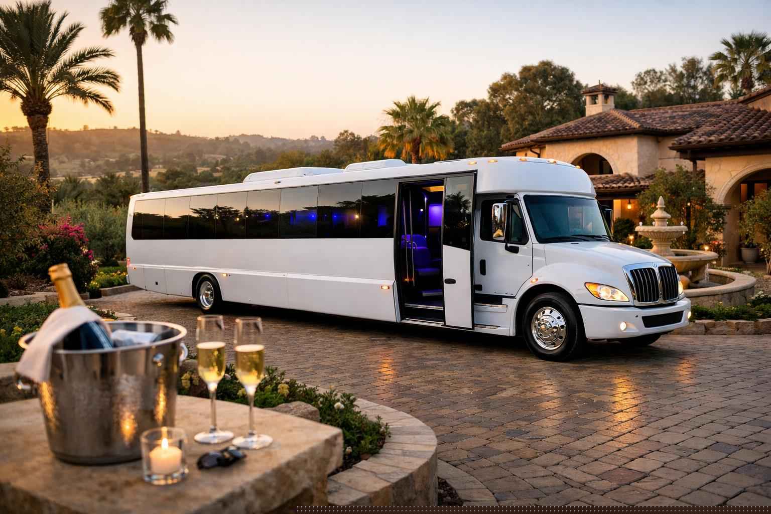 White Party Bus Rental Near Me Rancho Santa Fe Ca