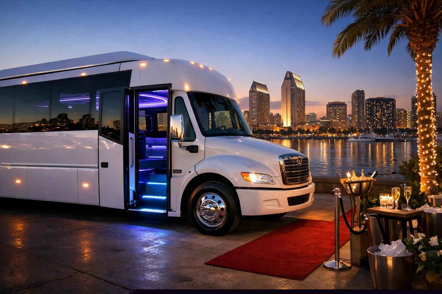 White Party Bus Rental Near Me San Diego Ca