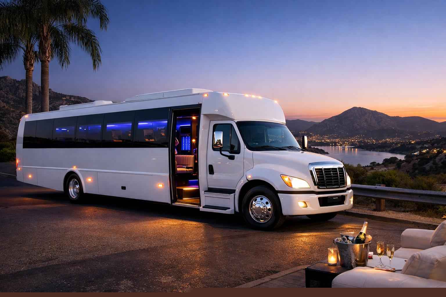 White Party Bus Rental Near Me Santee Ca