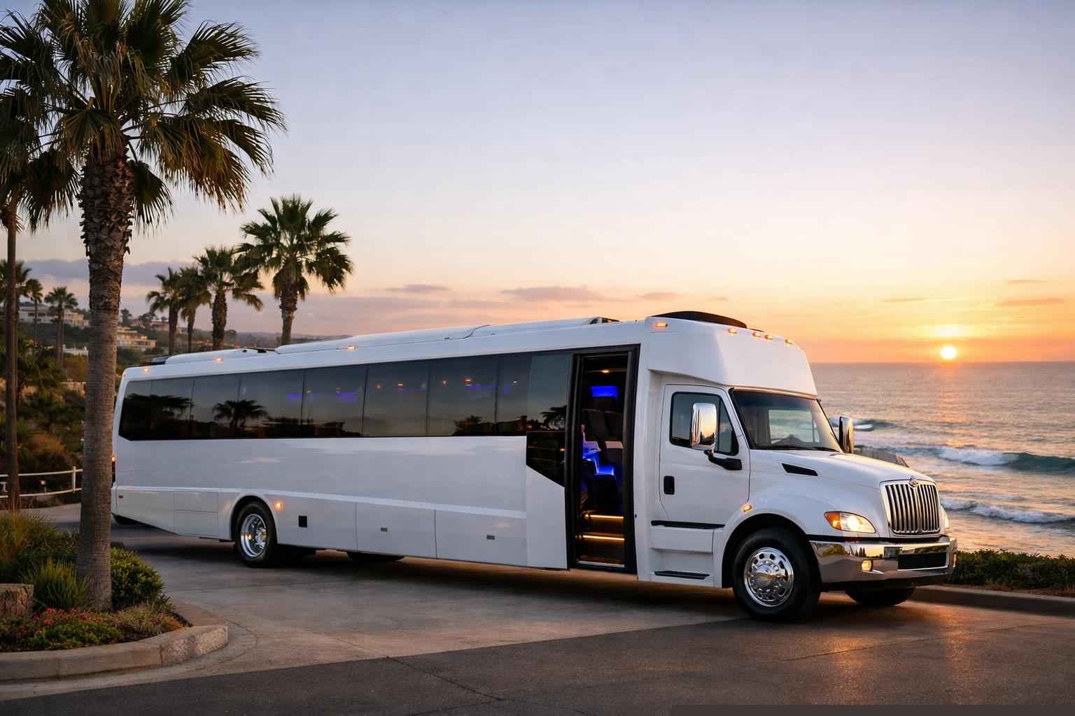 White Party Bus Rental In Solana Beach California White Party Bus Rental Near Me Solana Beach Ca