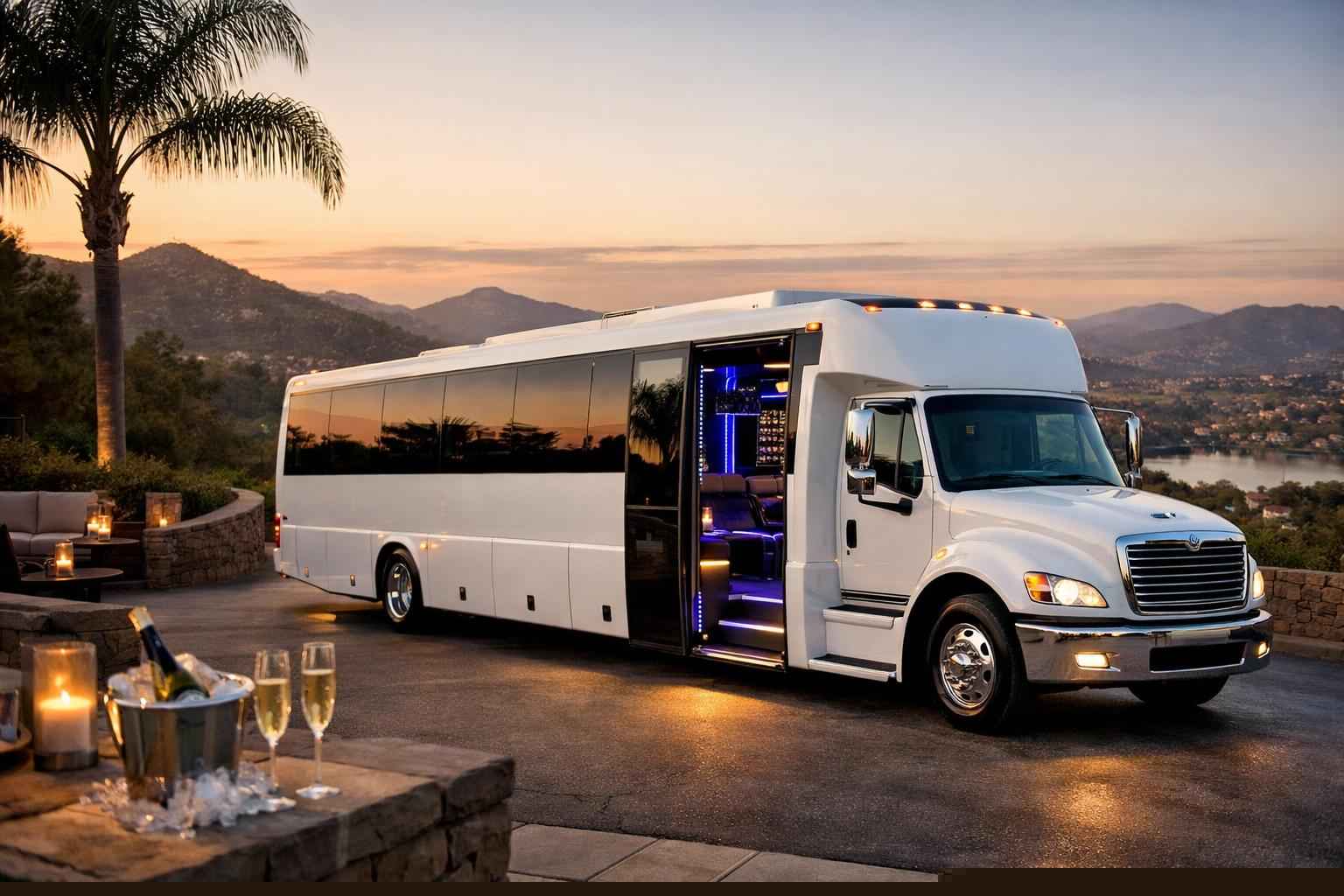 White Party Bus Rental In Poway California White Party Bus Rental Poway Ca