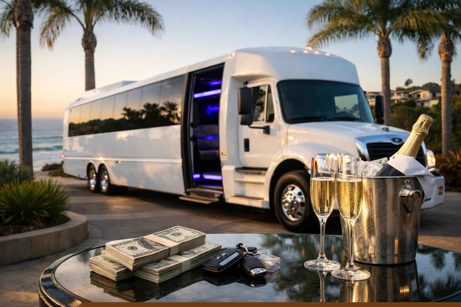 White Party Bus Rental Prices In Del Mar Ca
