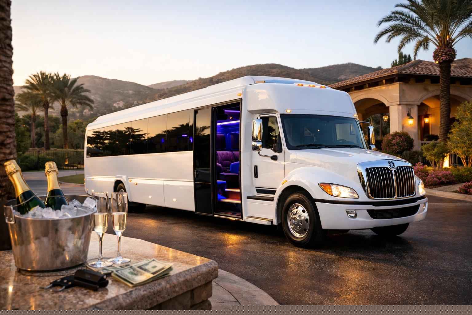 White Party Bus Rental In Poway California White Party Bus Rental Prices In Poway Ca