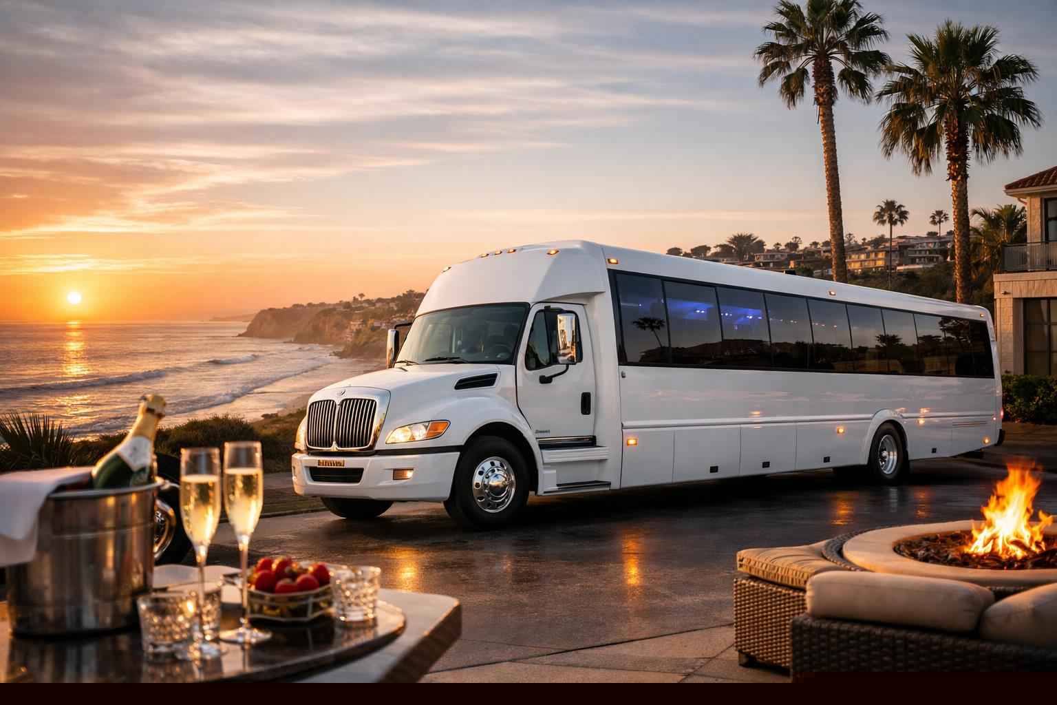 White Party Bus Rental In Solana Beach California White Party Bus Rental Prices In Solana Beach Ca