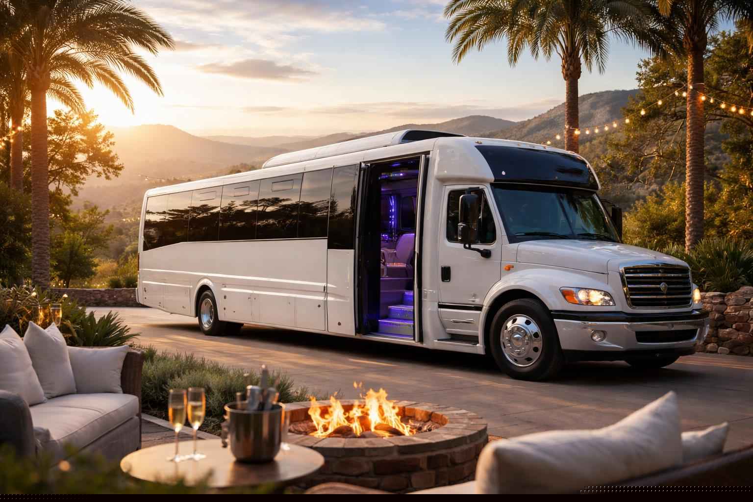 White Party Bus Rental Services In Alpine California