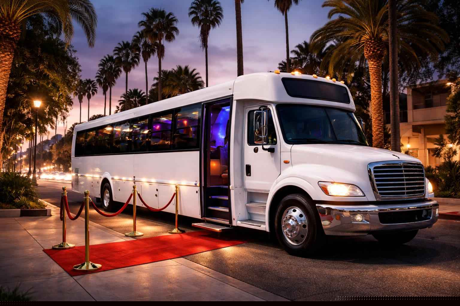 White Party Bus Rental Services In Bostonia California