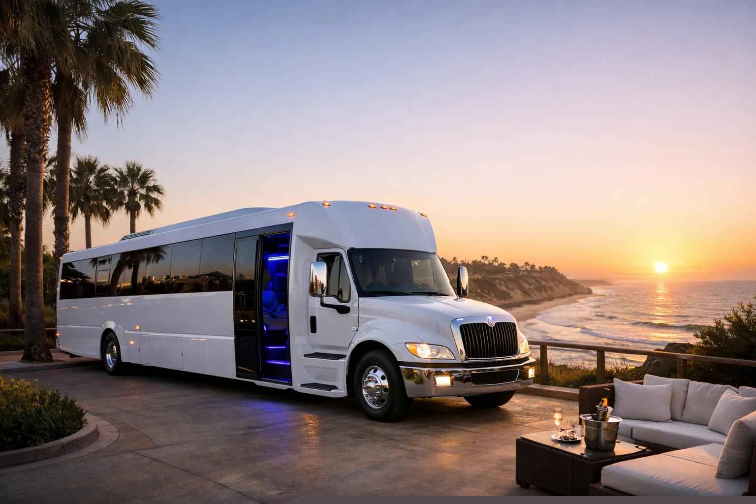 White Party Bus Rental Services In Encinitas California