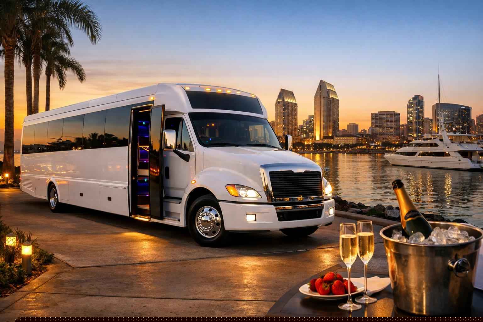 White Party Bus Rental Services In San Diego California