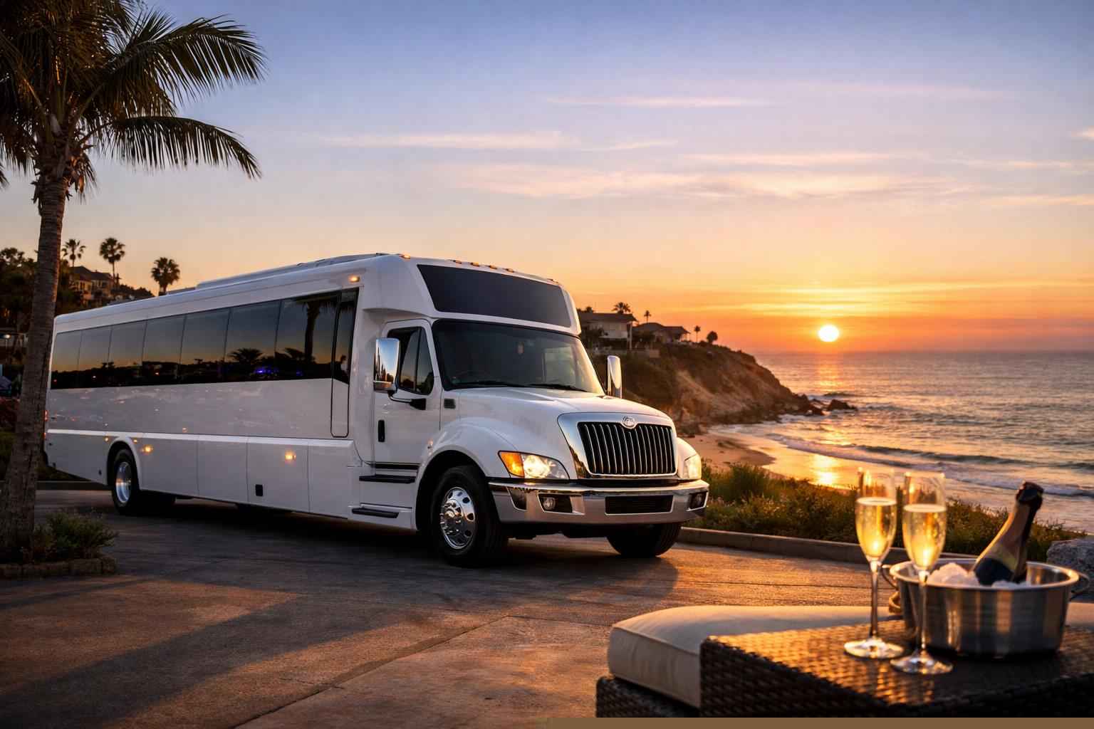 White Party Bus Rental In Solana Beach California White Party Bus Rental Solana Beach Ca