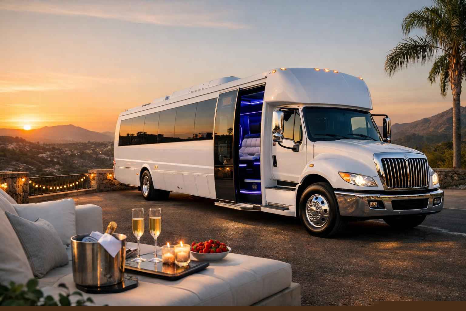 White Party Bus Rental In Granite Hills California White Party Bus Service Granite Hills Ca