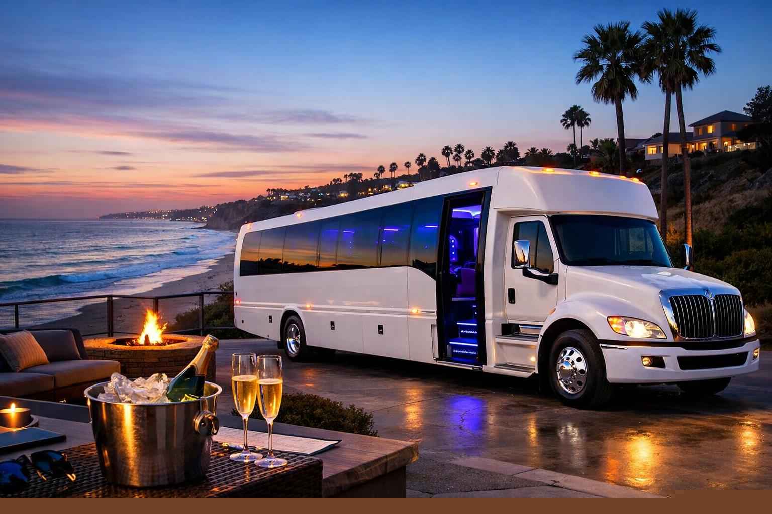 White Party Bus Rental In Solana Beach California White Party Bus Service Solana Beach Ca