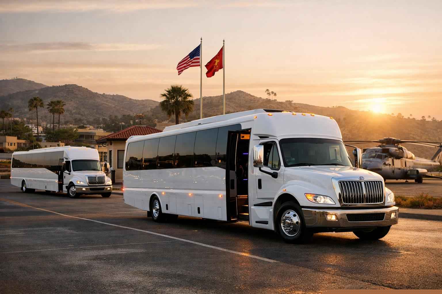 White Party Buses In Camp Pendleton Mainside California