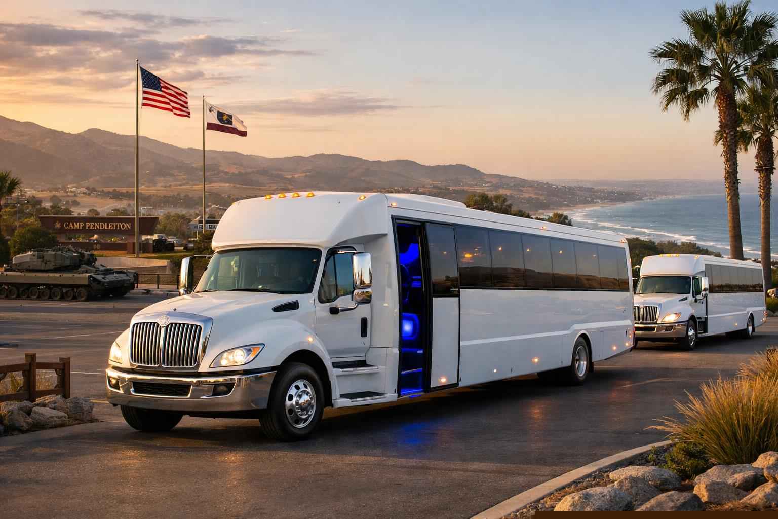 White Party Bus Rental In Camp Pendleton South California White Party Buses In Camp Pendleton South California