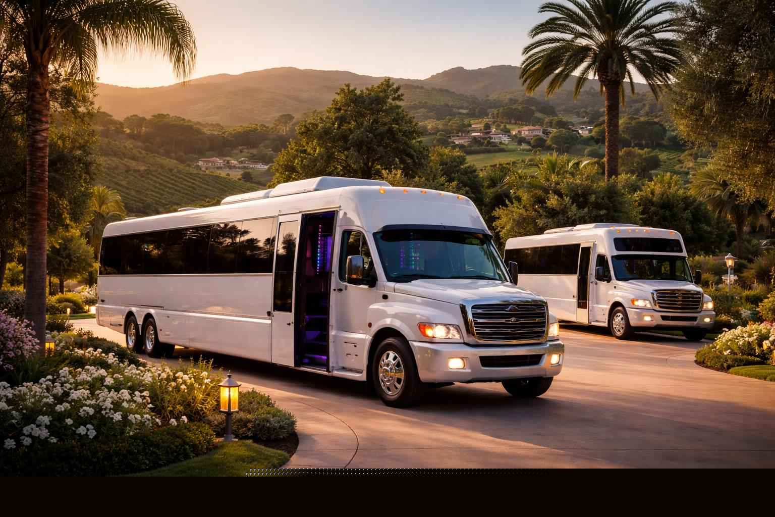 White Party Buses In Hidden Meadows Ca