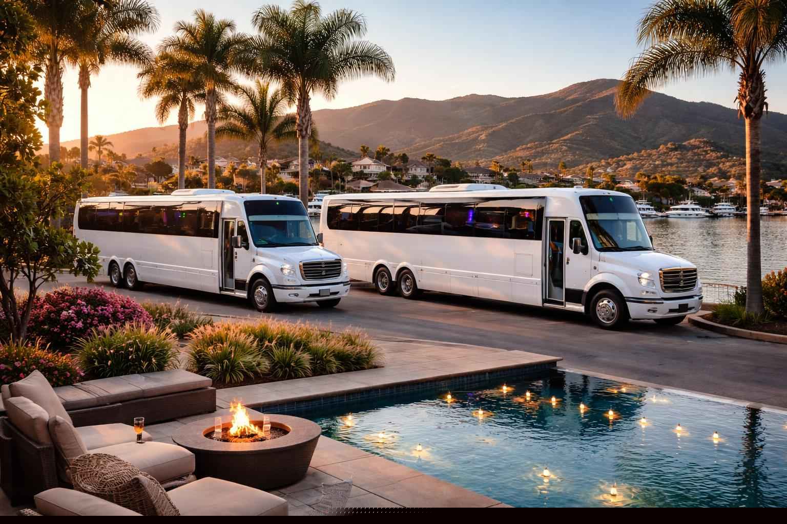 White Party Buses In Lake San Marcos California