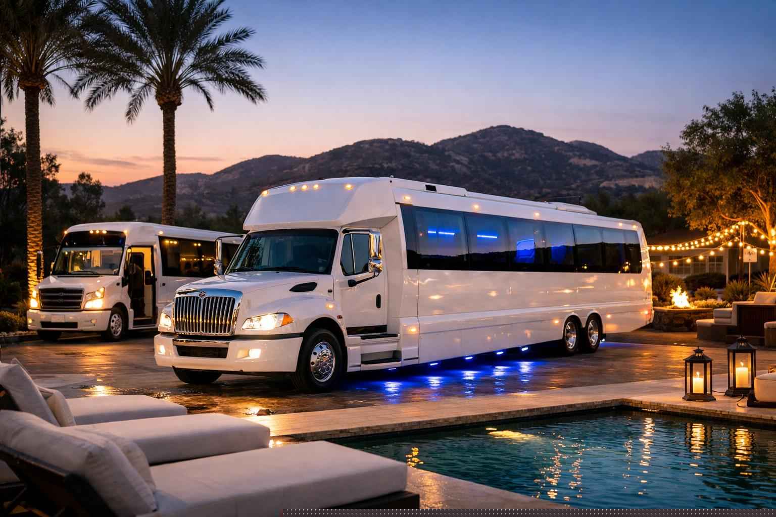 White Party Bus Rental In Poway California White Party Buses In Poway California