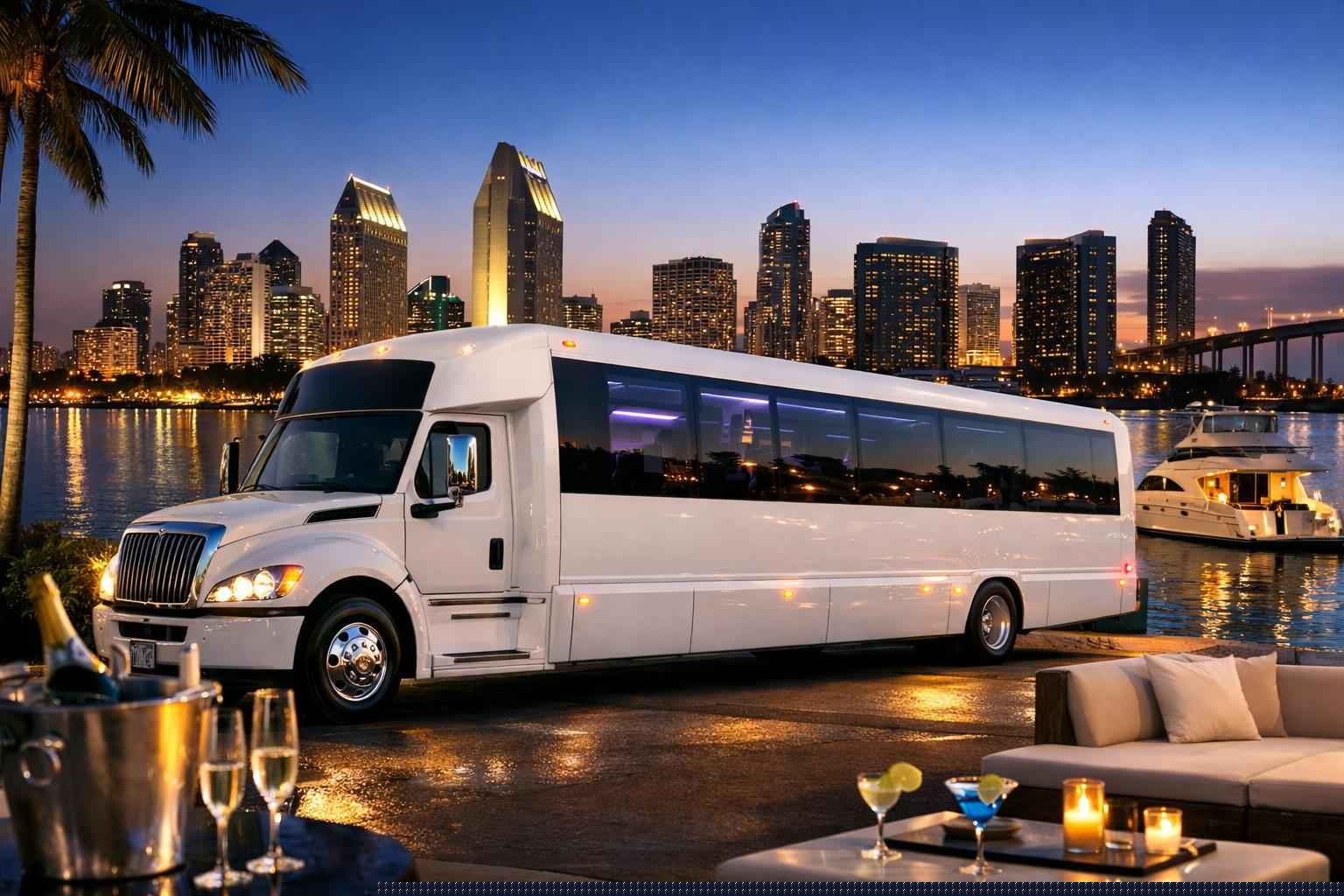 White Party Buses In San Diego California