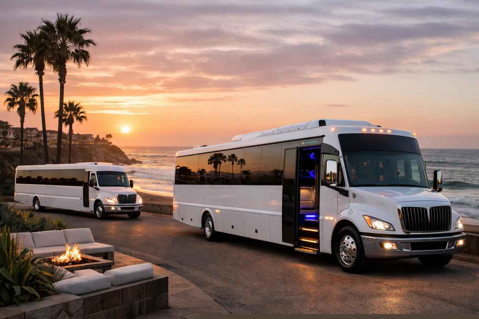 White Party Bus Rental In Solana Beach California White Party Buses In Solana Beach California