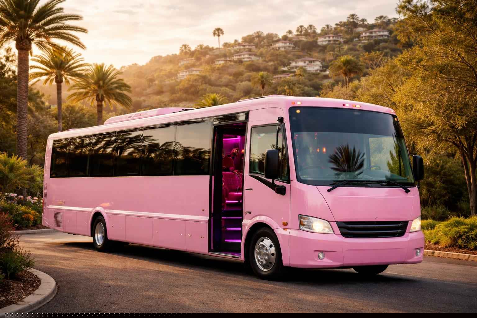 Affordable Pink Party Bus Rental Eucalyptus Hills