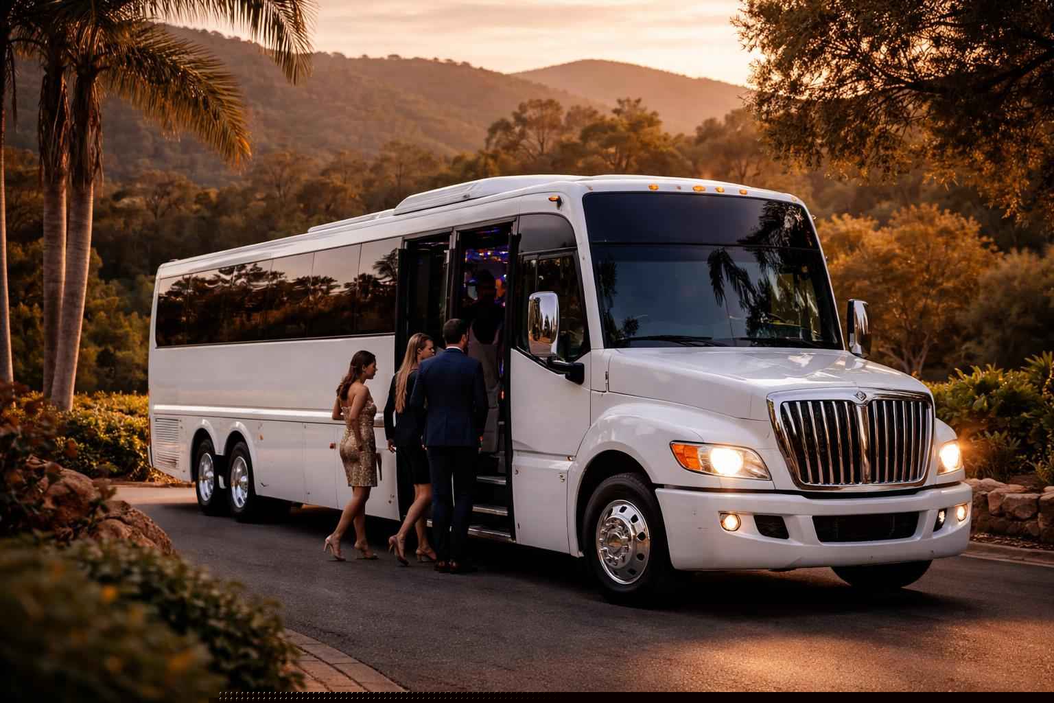 Affordable White Party Bus Rental Harbison Canyon CA