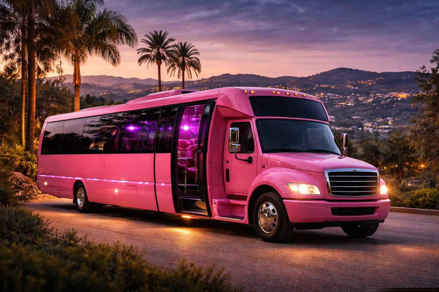 Best Pink Party Bus Company In Eucalyptus Hills