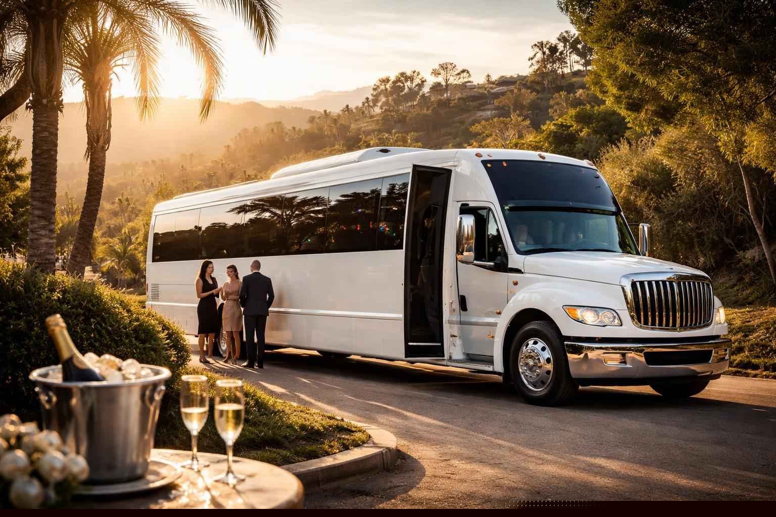 Best White Party Bus Company In Eucalyptus Hills