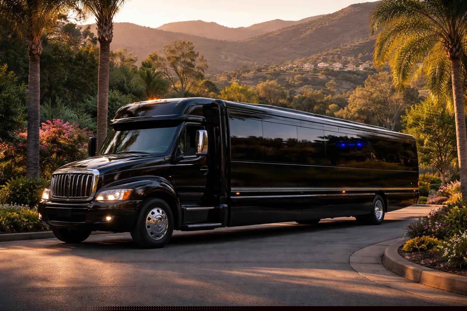 Black Limo Bus Rental In Eucalyptus Hills California