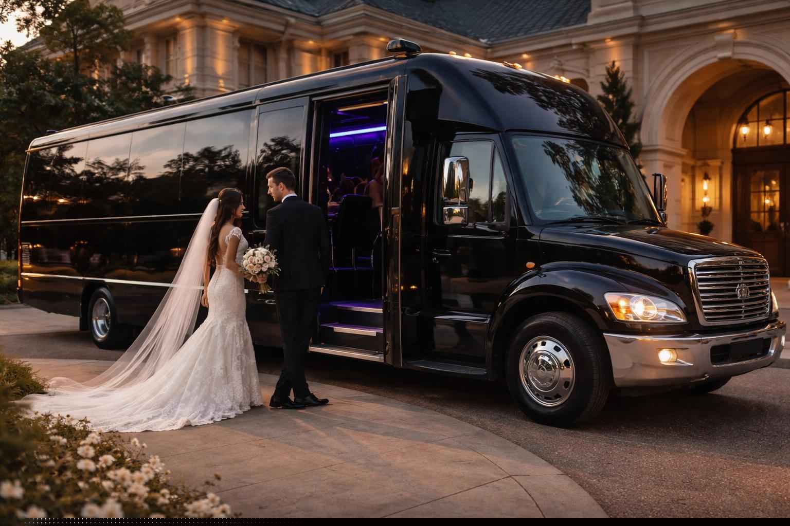 Black Party Bus Rental For Wedding Parties