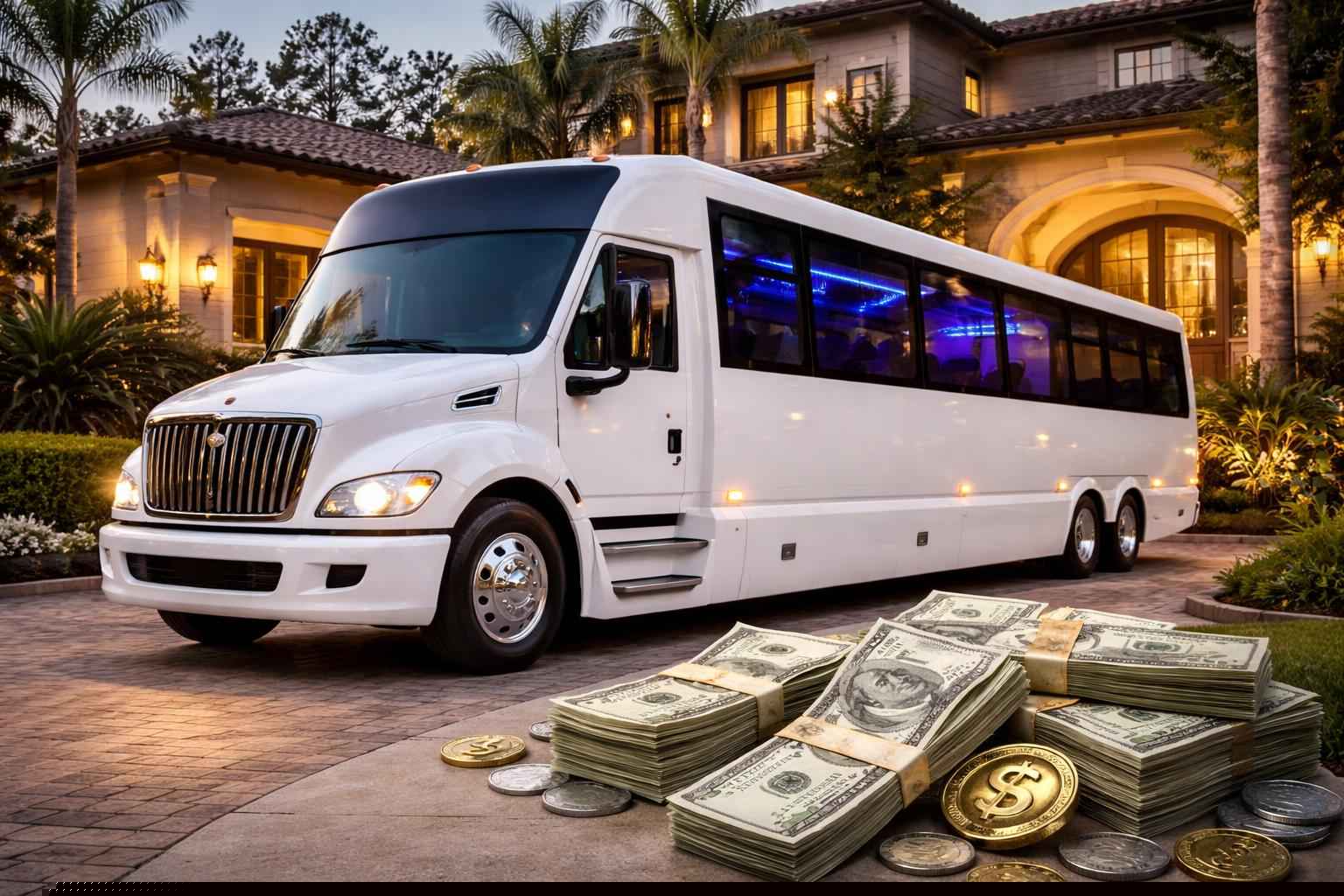 How Much Does White Party Bus Rental Cost In Fairbanks Ranch Ca?