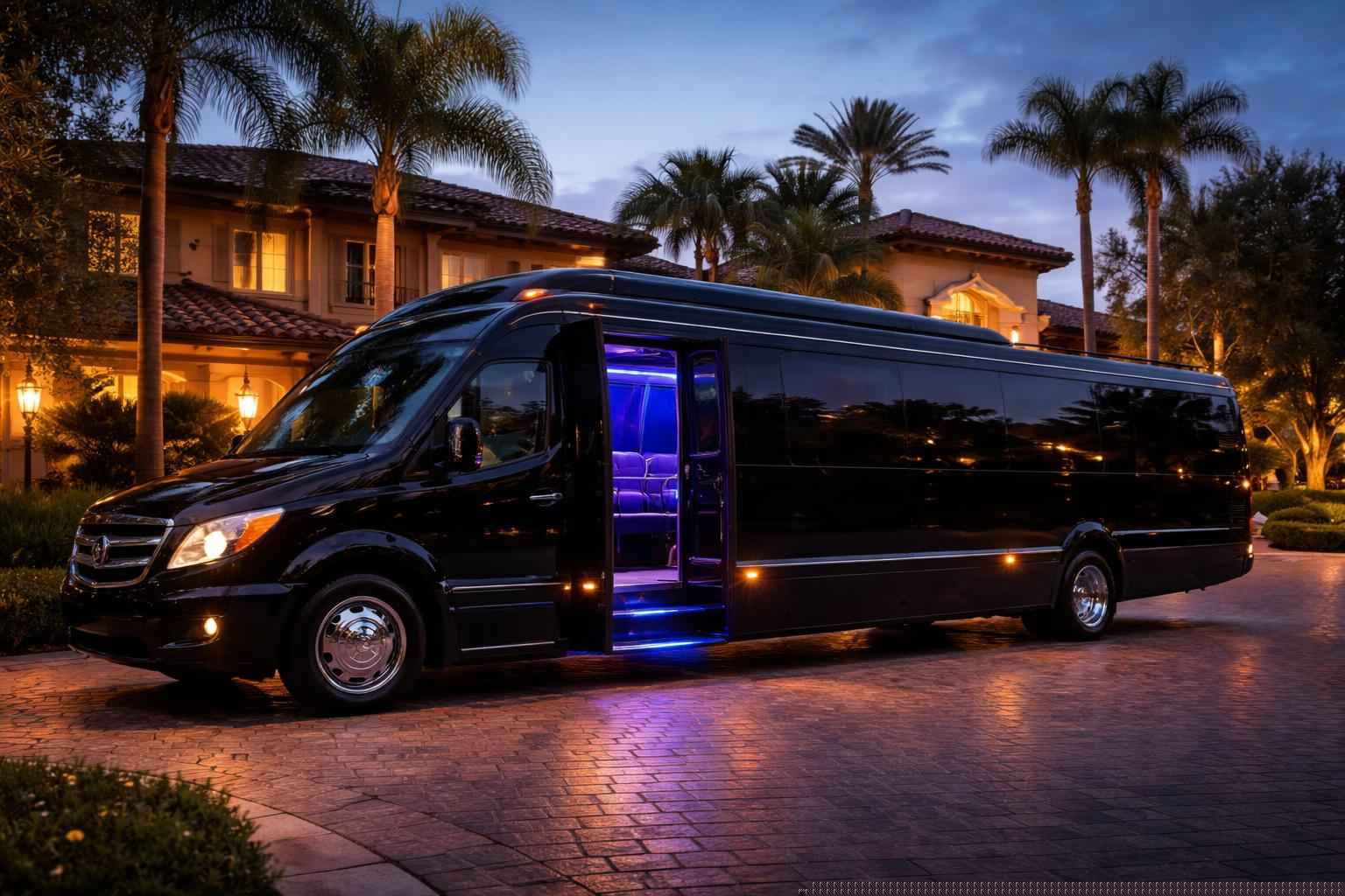 Luxury Black Party Bus Rental In Fairbanks Ranch Ca