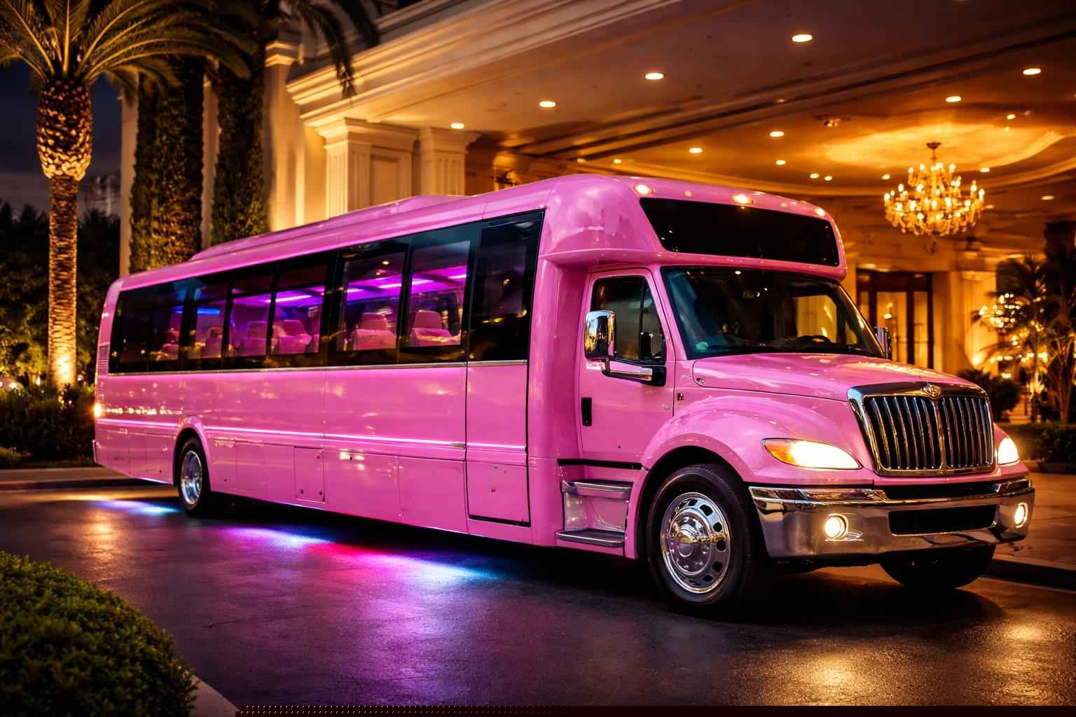 Luxury Pink Party Bus Rental Near Me