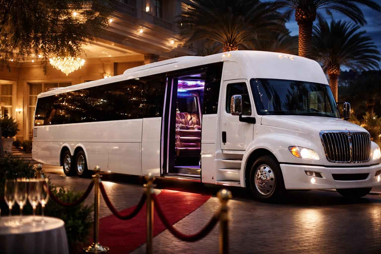 Luxury White Party Bus Service Near Me