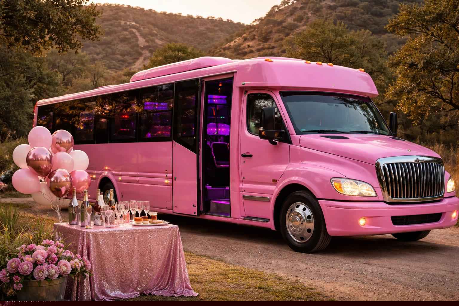 Pink Birthday Party Bus Rental Harbison Canyon