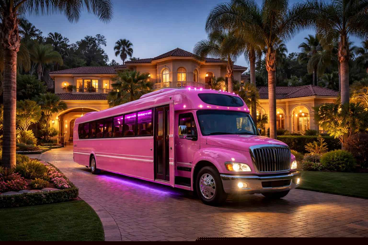 Pink Party Bus Rental Near Me In Fairbanks Ranch Ca
