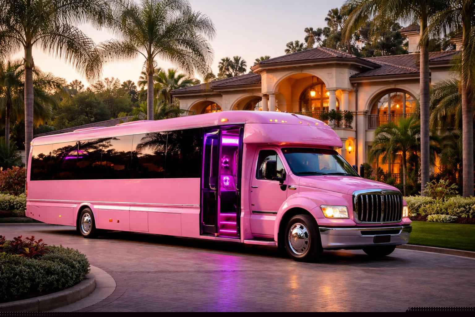 Pink Party Buses In Fairbanks Ranch Ca