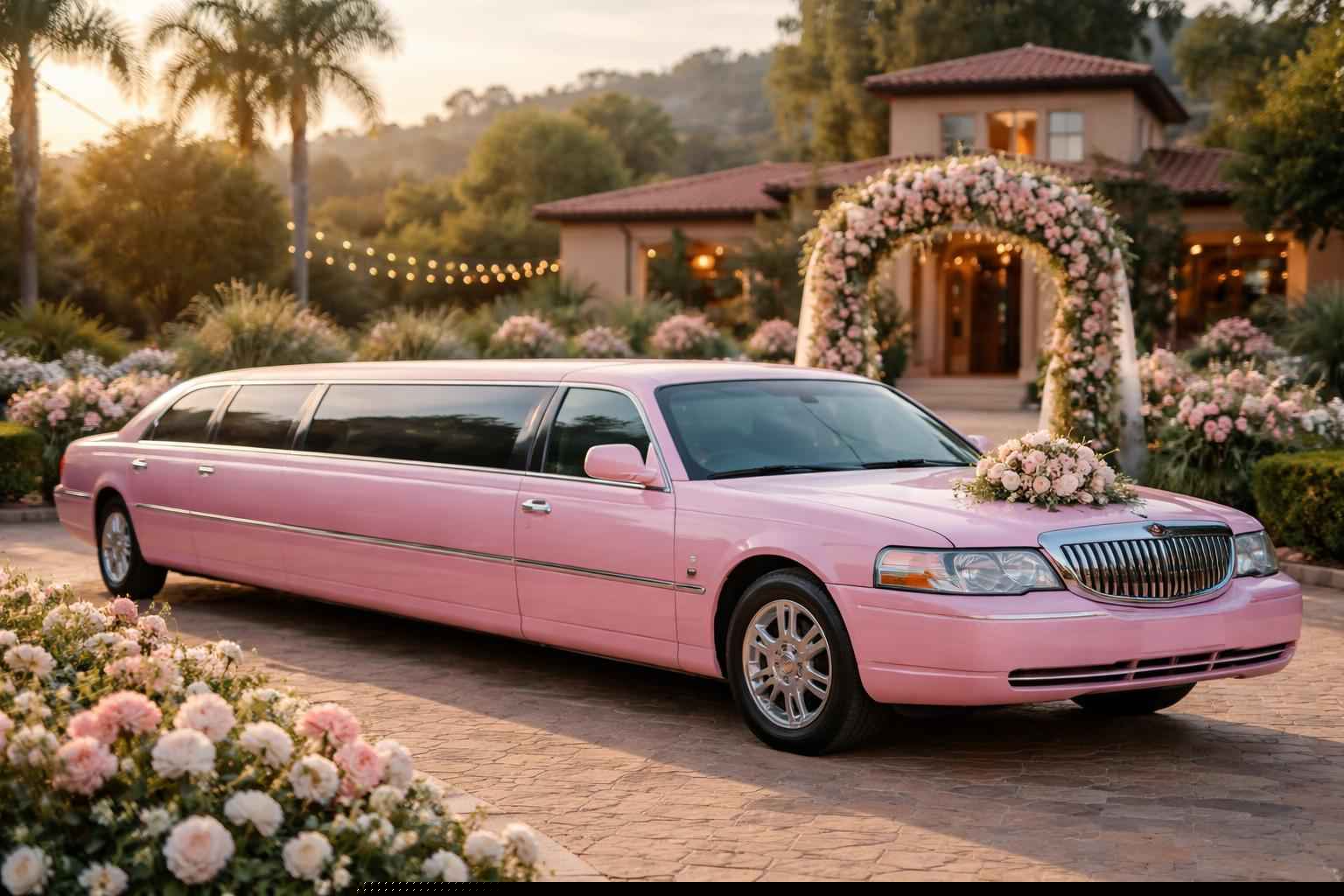 Pink Wedding Limo Service Eucalyptus Hills CA