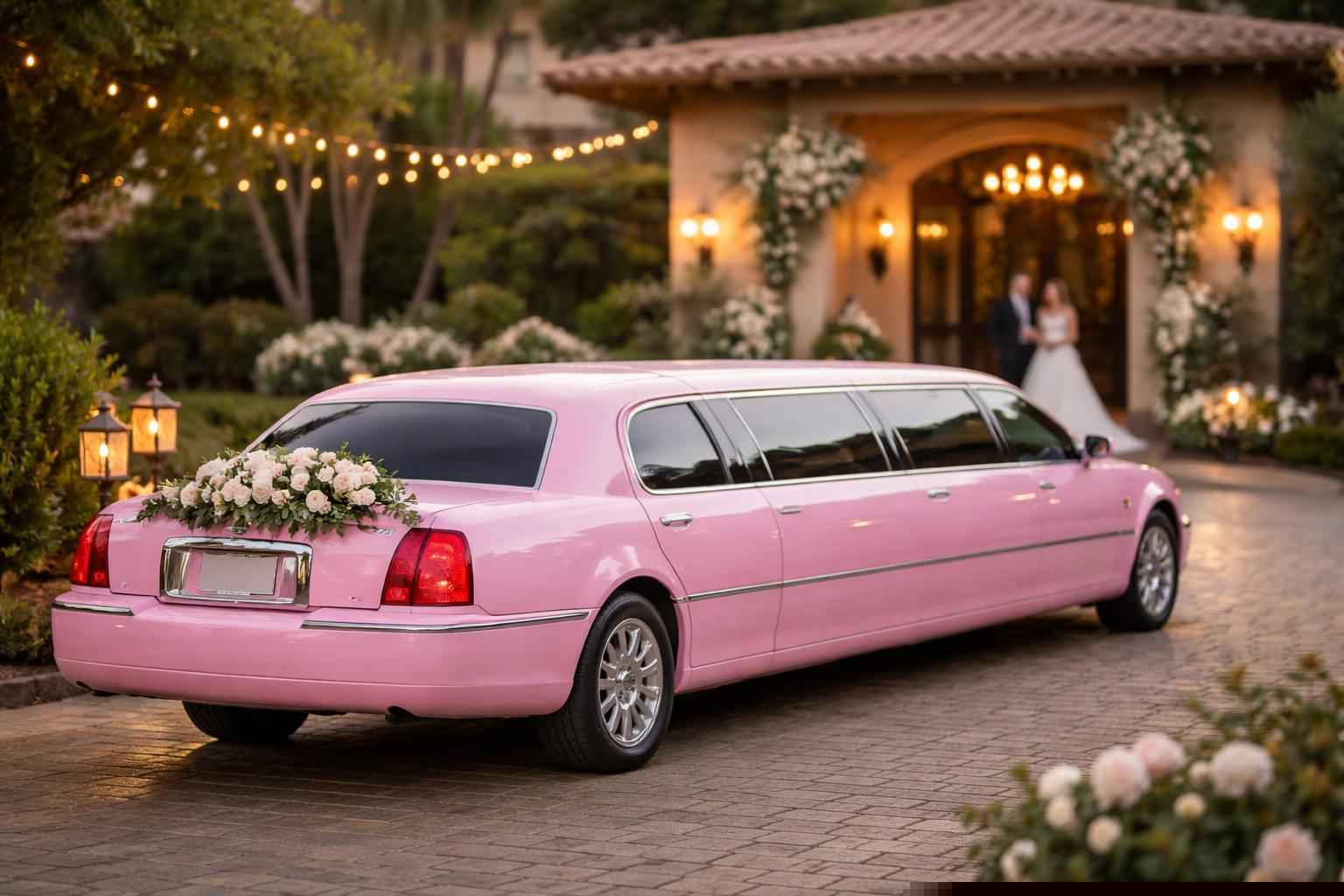 Pink Wedding Limo Service In Harbison Canyon