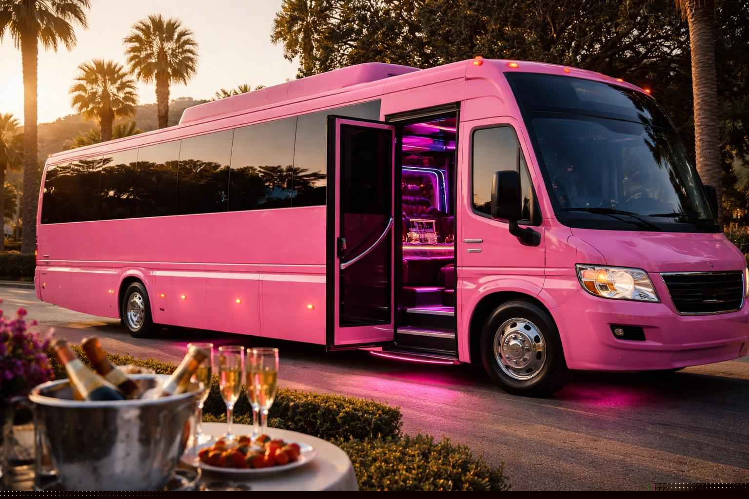 What Is Included With A Pink Party Bus Rental?