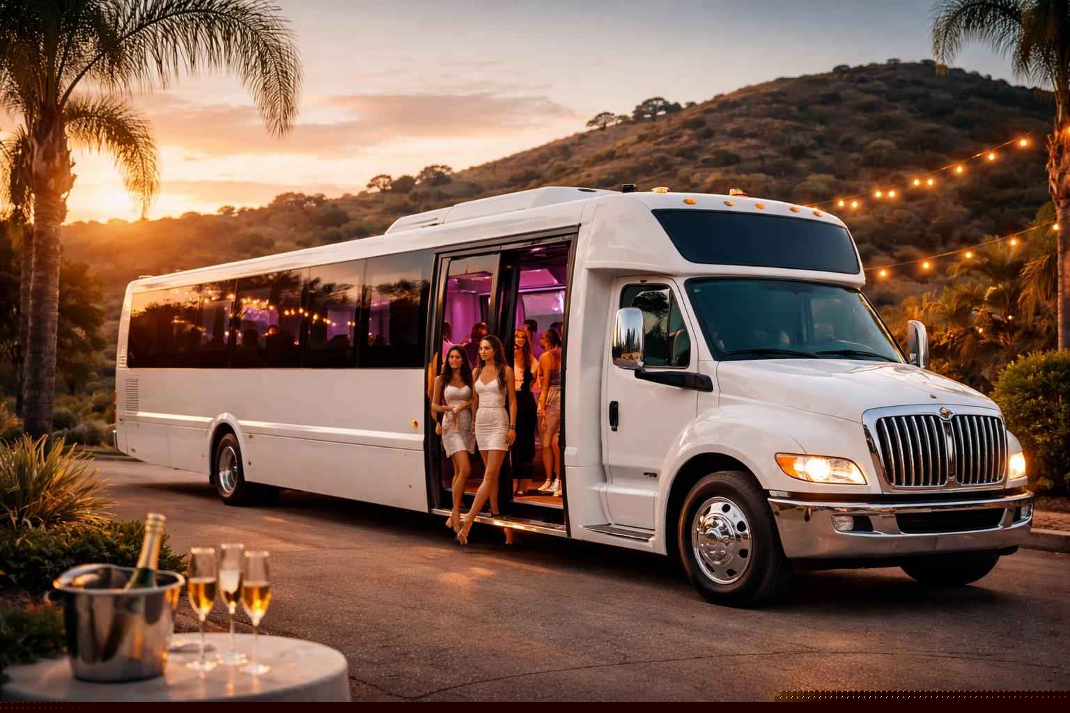 White Bachelorette Party Bus Rental Harbison Canyon CA