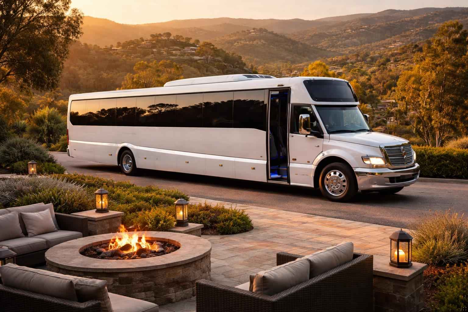 White Limo Bus Rental In Eucalyptus Hills CA